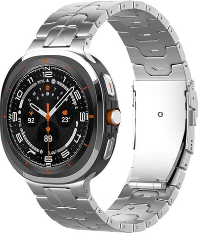 Strap-it Titanium 'Iron' schakel band - geschikt voor Samsung Galaxy Watch Ultra 2 (2026) / Ultra (2024/2025) - zilver