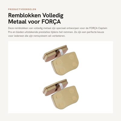 Dailygoods- Remblokken 27,6 x 18,5 mm - Remblokken volledig metaal - Compatibel met FORÇA Captain Pro - 2 paar - Geluidsarm - Lange levensduur - Fietsremmen
