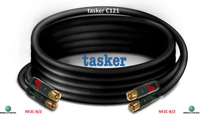 Tasker-Neutrik-PROFI RCA-2xTulp-2xTulp-NF2C2121ZW010-Zwart-1 meter