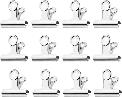 Set van 12 grote papieren clips met metalen scharnier, ideaal voor knutselen, voedselzakken en kantoororganisaties