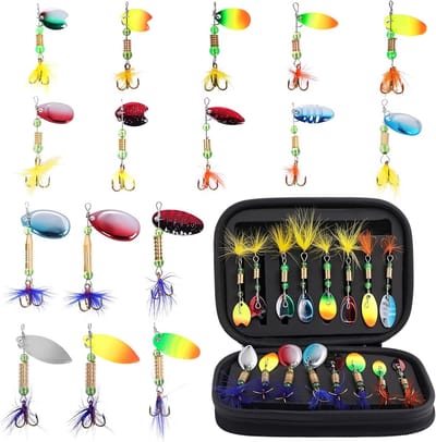 Set van 16 Roterende Kunstaas Hengelsport Accessoires voor Forel, Baars en Snoekbaars