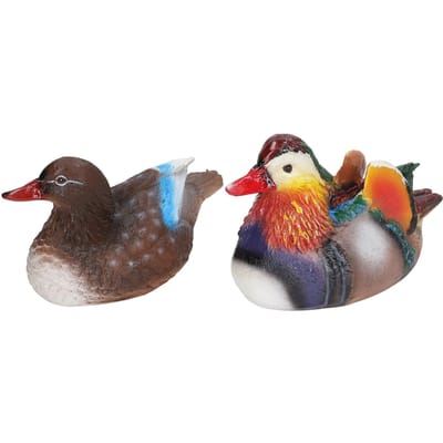 Lot de 2 statues de canard mandarin flottant en résine, décoration animale mignonne, sculpture décorative pour jardin extérieur
