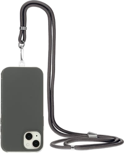 Mobiparts Siliconen hoesje met koord voor de Apple iPhone 14 Grijs