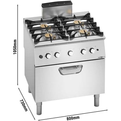 GGM Gastro Gasherd - 24 kW - 4 Brenner- inkl. Gasbackofen Statisch - 7,8 kW