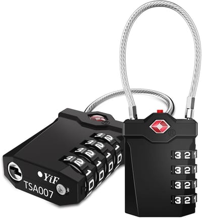 Dailygoods- Kofferslot TSA goedgekeurd - 4-cijferig Cijferslot - Hangslot - Reisslot - Klein Kabelslot - Alarmweergave - Bagageslot