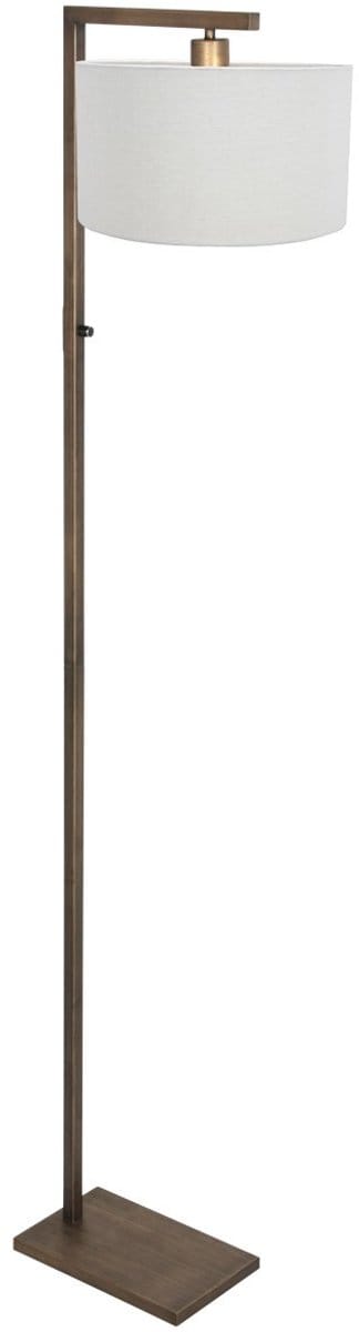 Bronzen vloerlamp Stang 4896BR met schakelaar, hoger dan 160 cm, van linnen en metaal, Steinhauer - Tijdloze leeslamp voor binnengebruik