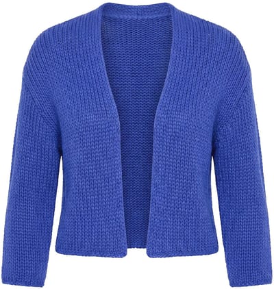 Angel of Style - Dames - Jas met opengewerkt breisel oversized open silhouet - Blauw - Maat 42+