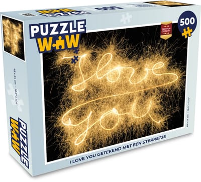 Puzzel I Love You getekend met een sterretje - Legpuzzel - Puzzel 500 stukjes