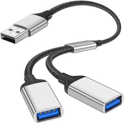 Store_7 - USB-splitterkabel - dubbele USB-poortverlenger - ideaal voor opladen en gegevensoverdracht - compact formaat - geschikt voor laptop, Mac,...