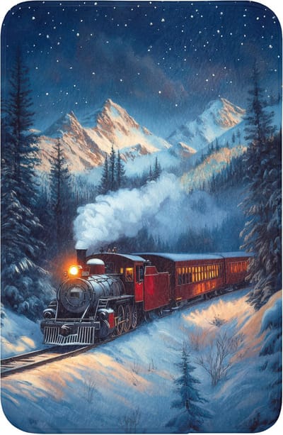 WC mat 40x60 cm - Antislip - Trein - Kerst - Sneeuw - Kersttrein - Toiletmat - Vloermat - Douchemat - Toilet tapijt - Toiletmatten