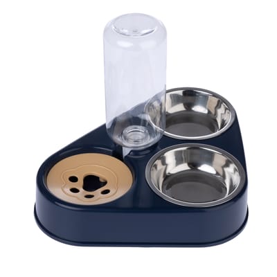 TIAKI drievoudige voerbak met waterdispenser 2x200ml kat hond