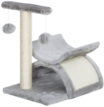 REDOM - Kattenkrabpaal - pluche - met ligplateau - L40 x B30 x H43 cm LIGHT GREY