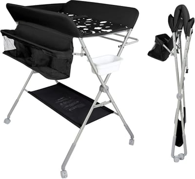 Verstelbare en Mobiele Luiertafel met Wielen voor Baby's