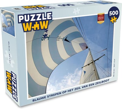 Puzzel Blauwe strepen op het zeil van een zeilboot - Legpuzzel - Puzzel 500 stukjes