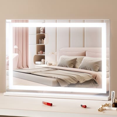 NAVOBIZ LED make up spiegel - Beauty spiegel - Visagie spiegel - Touch bediening - Drie lichtmodi - Afneembare vergrotingsspiegel