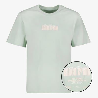 JJ REBEL heren T-shirt met backprint mintgroen - Maat S