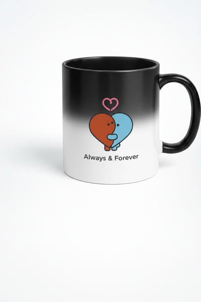 Magische Mok 'Always & Forever' | Hittegevoelige Mok met Liefdeshartjes | Romantisch Keramiek Cadeau