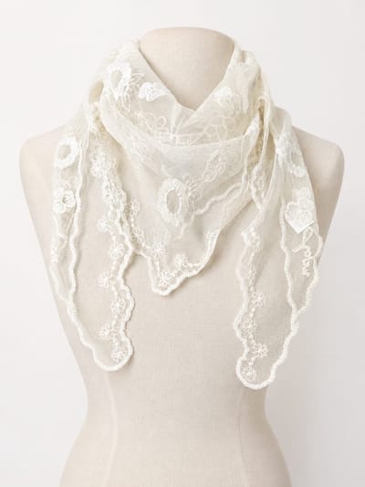 Mooie geborduurd neksjaal beige - Haarsjaal zomer gebloemd- Driehoekige kanten sjaal- Vintage-Hoog kwaliteit - Cadeau voor dames