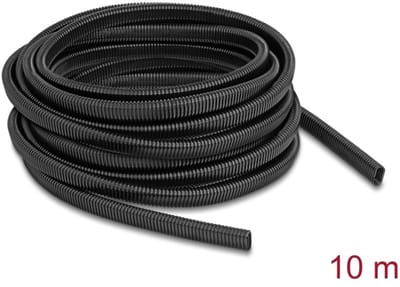 Delock Plastic cable protection conduit in oval shape flexible 13.6 x 6.3 mm - length 10 m black