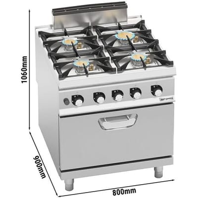 GGM Gastro Gasherd - 28 kW - 4 Brenner - inkl. Gasbackofen Statisch - 7,8 kW