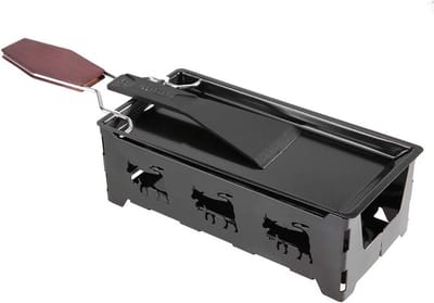 Draagbare antiaanbakkaasgrillset - Koolstofstaal - Theelicht-raclette - Houten handvat - Voor Thuisgebruik