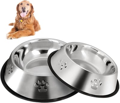 Roestvrijstalen hondenbak met antislip basis - Set van 2 voor honden en katten