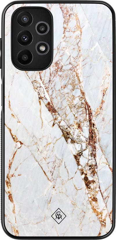 Casimoda® hoesje - Geschikt voor Samsung Galaxy A13 4G - Marmer Goud - Zwart TPU Backcover - Marmer - Goudkleurig