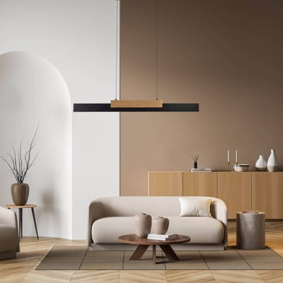 Näve Wiebke hanglamp, zwart hout detail 120,5 cm dimbaar