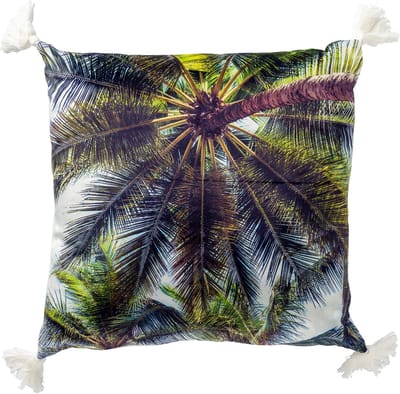 Dutch Decor BARBADOS - kussenhoes 45x45 cm - palmboom - Snow White - wit - met rits - zonder binnenkussen