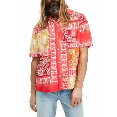 AllSaints Marquee Ss Shirt Electric Red Größe: XS | Casual hemden Outlet | Herren | Rot
