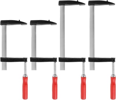Set van 4 Schroefklemmen voor Houtbewerking, Wingspan 150 mm/300 mm, Spankracht 272 kg, Projectie 80 mm, Staal en Nylon