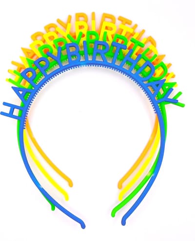 Diadeem happy birthday felle kleuren set van 4 stuks - kinderfeestje - verjaardag