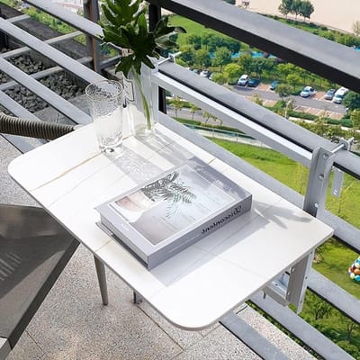 LXXW Balkontafel Opvouwbare hangtafel for balkon, ontbijttafel for buiten, opvouwbare werktafel for buiten, terras-tuintafel balkontafel voor balustrades(Schwarz,60 * 35cm)