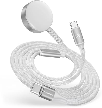 2-in-1 USB C kabel naar USB-C + geschikt voor Apple Watch Oplader - Nylon Gevlochten - 60W Snellader Kabel - Geschikt voor iPhone 15, 16, AirPods en AirPods Pro met MagSafe