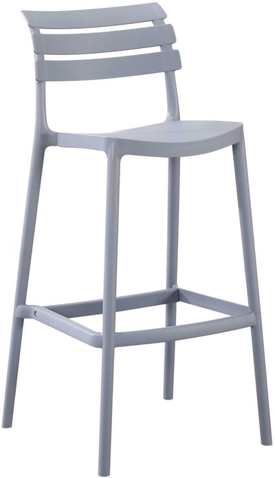 CLP Barkruk Rafan met rugleuning - tuinbarstoel - weerbestendig en UV-bestendig -outdoor - belastbaar tot 150 kg - Kunststof - grijs