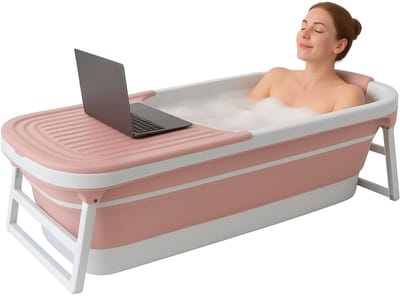 SP® Opvouwbaar Bad - XXL - Zitbad - Inklapbaar Bad - Roze - 159cm x 61cm x 54cm