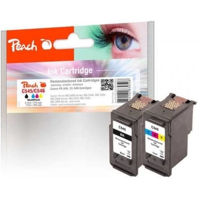 Cartouche d'impression PEACH 319023 - Noir, Cyan, Magenta, Jaune - Compatible avec Canon PIXMA - Pack de 2