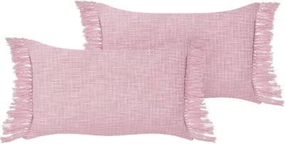 TANSY - Sierkussen set van 2 - Roze - 40 x 60 cm - Katoen