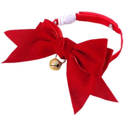 Collier à nœud papillon en velours pour animaux de compagnie, cercle de cou avec boucle de sécurité, couleur vive, chaton, chat, fournitures pour animaux de compagnie rouge
