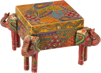 J-Line Doos Olifant Voet Delhi Mango Hout Mix