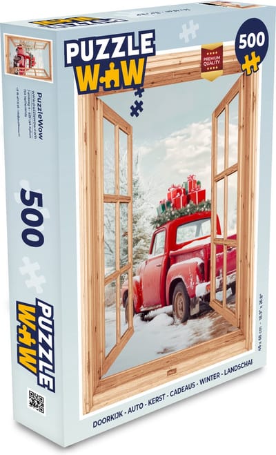 Puzzel Doorkijk - Auto - Kerst - Cadeaus - Winter - Landschap - Legpuzzel - Puzzel 500 stukjes - Kerst - Cadeau - Kerstcadeau voor mannen, vrouwen en kinderen