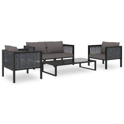 vidaXL - 5-delige - Loungeset - met - kussens - poly - rattan - antraciet
