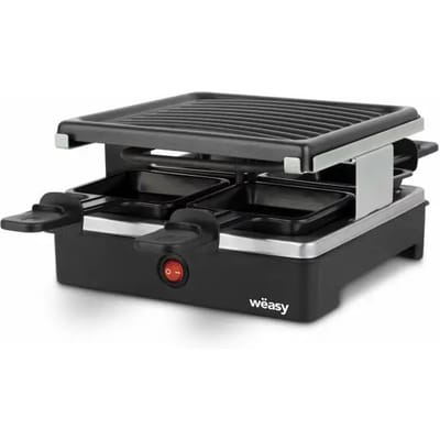 WEASY LUGA40 - RACLETTE EN GRILL 4 PERSEN - 600W - Anti -adhesive onthullend - 19,7x19.7cm - Verwijderbare plaat