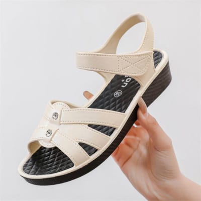 Zomer Dames Sandalen Antislip Schuin Hak Dikke Zool Moederschoenen Strandsandalen Romeinse Schoenen 37 beige