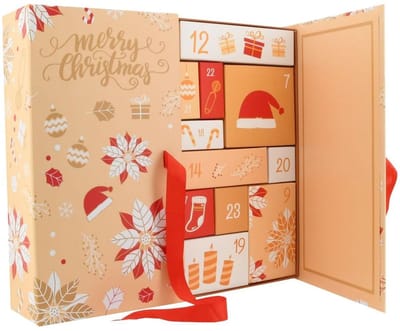 Doos 24 dagen aftelkalender - geel - Lege kartonnen advents dozen om te vullen voor kleine geschenken en modellen