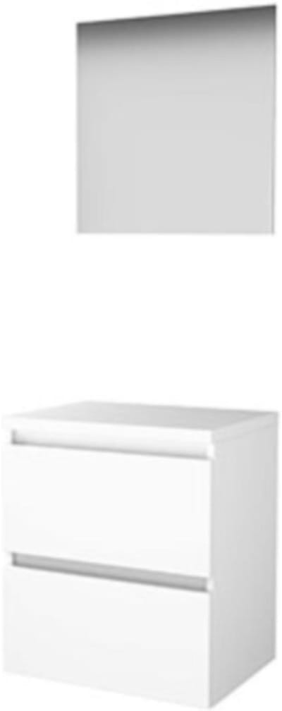 Basic-Line Ultimate 46 Badkamermeubelset - 60 x 46 cm - Greeploos - 2 Lades - Wastafelblad - Ice White