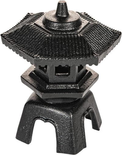 Gietijzeren Kaarslantaarn - Pagode Stijl - Tuindecoratie Buiten - Stevige Constructie - 15.5 x 15.5 x 20 cm - Zwart