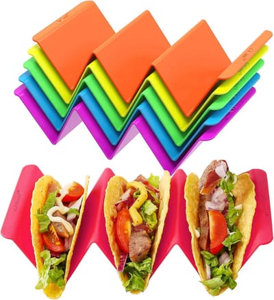 Daity 6 stuks - Kleurrijke Burrito Houder Set - Premium Grote Schalen - elk met ruimte voor 2 of 3 burrito's - gemaakt van gezond PP-materiaal - zeer stevig en duurzaam - vaatwasser- en magnetronbestendig (17,5*10*5,5 cm)