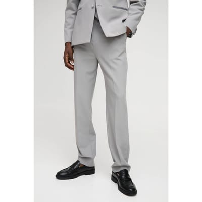 Straight Stretch Fit Tailored Trouser | Light Grey | Size 38
