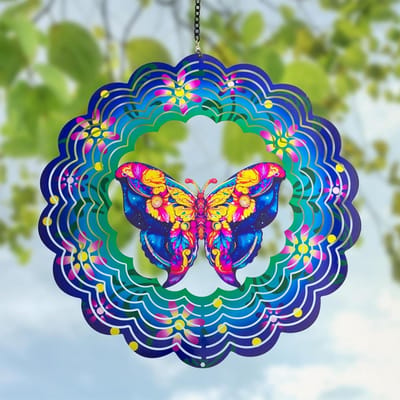 Metalen Windspinner - Vlinder Decoratie - Tuin Versieren - 3D Kinetisch Effect - 305 cm - Blauw